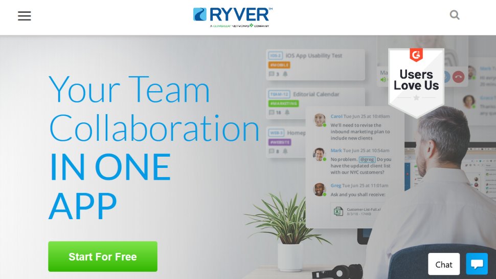Ryver website screenshot (August 2025).