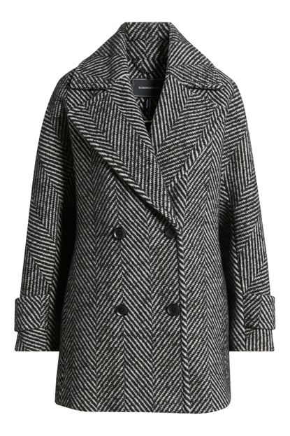 BCBGMAXAZRIA Short Herringbone Peacoat