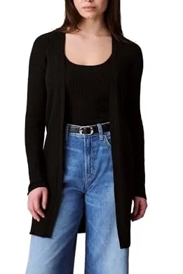 Calvin Klein, Women&#039;s Smooth Cotton Rib Sweater Duster Black (Was $75) 