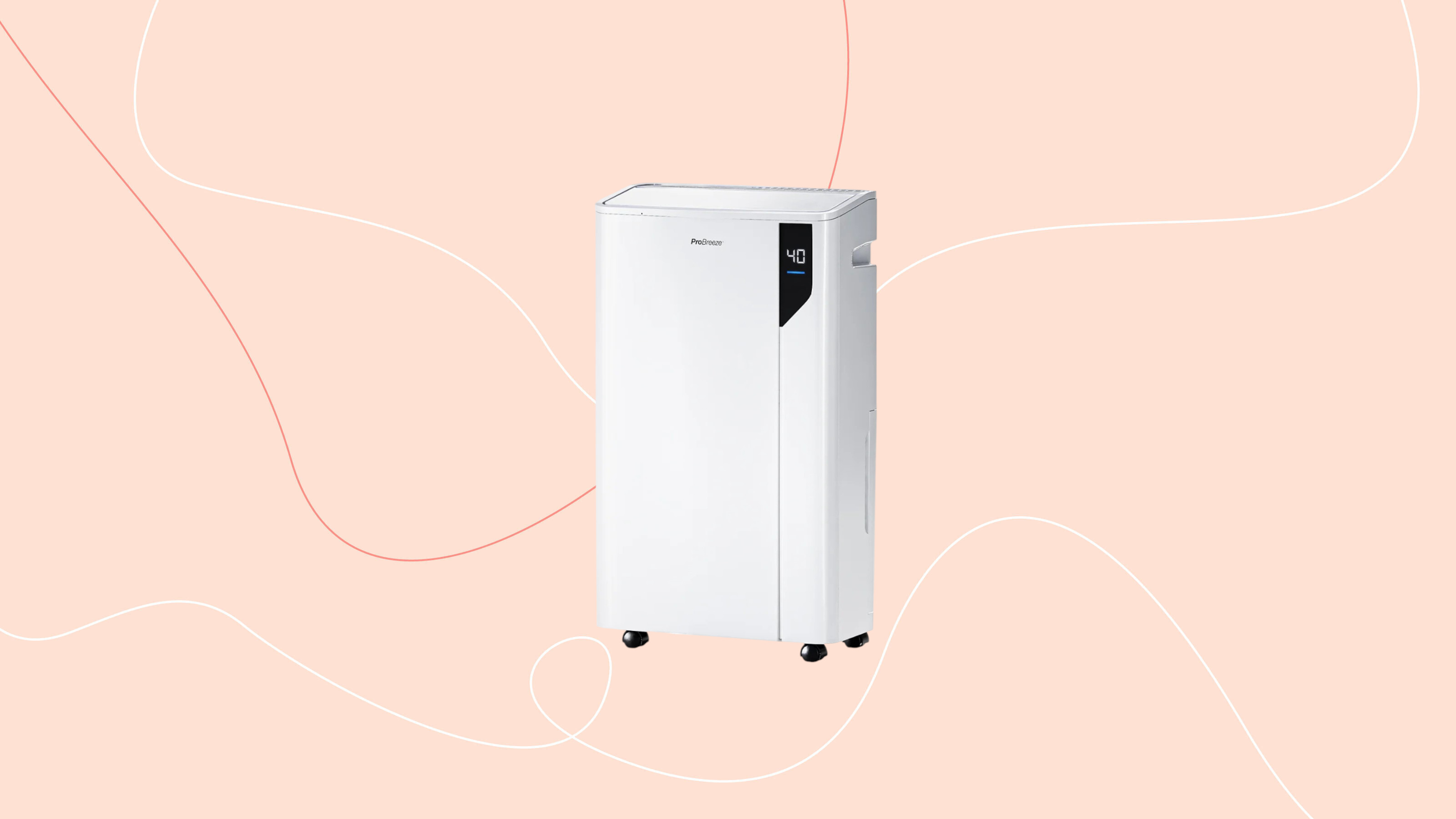 probreeze 20l dehumidifier pink graphic background