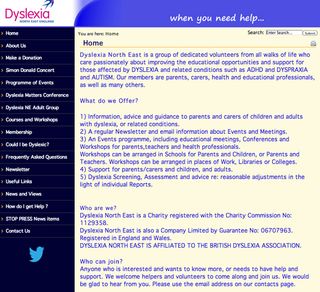 www.bdadyslexia.org.uk combines a simple site structure and page layout with use of sans serif fonts, which are easier to read