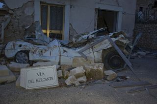 destruction from the L'Aquila earthquake in Italy