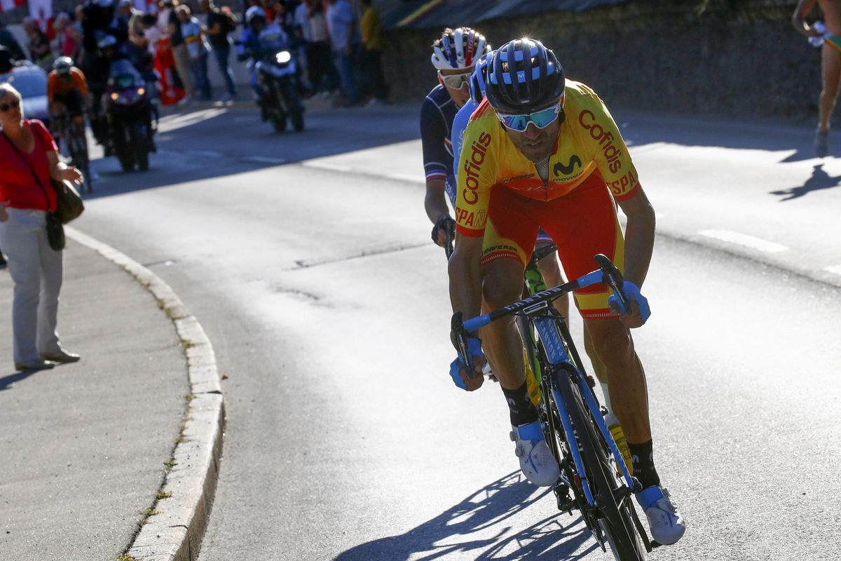 Alejandro Valverde (Spain) leads the breakaway