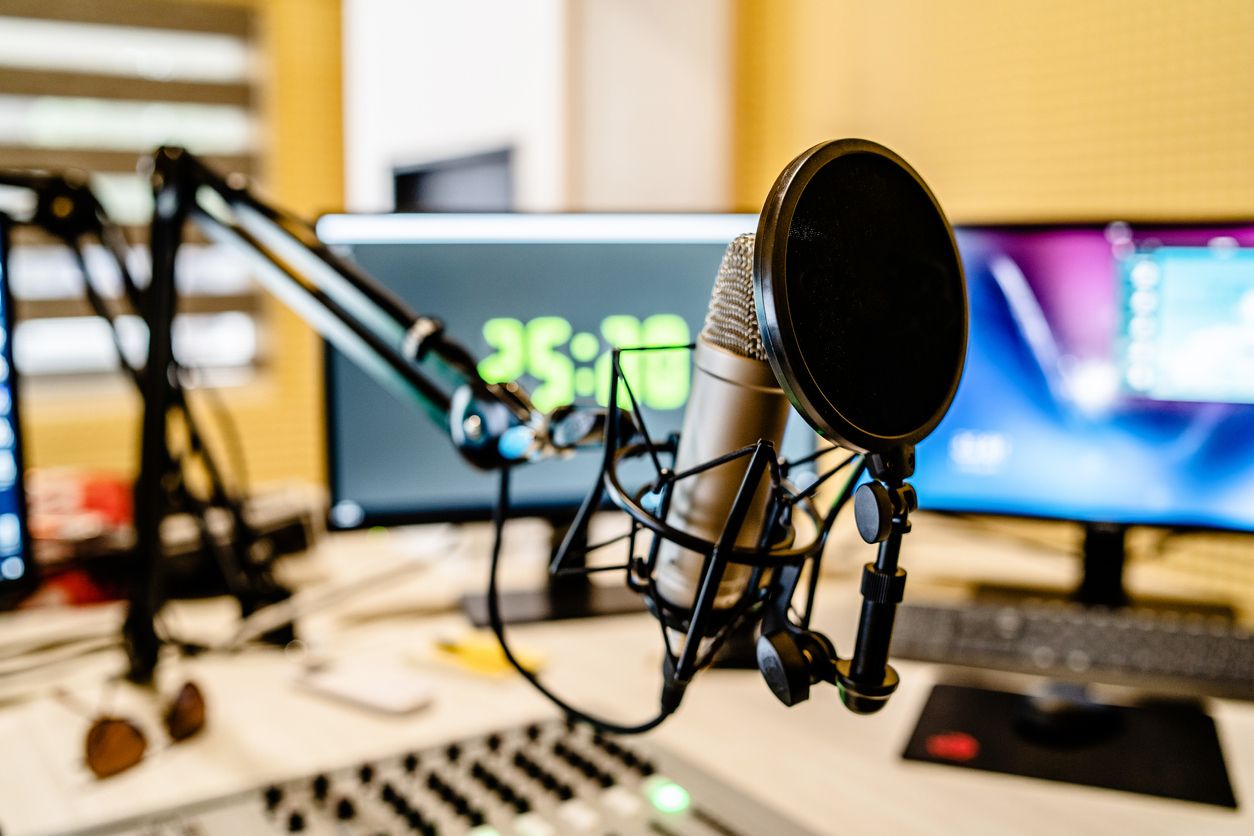 At-home podcast/radio set-up.