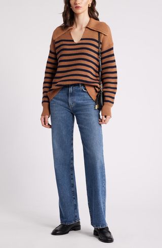 Stripe Long Sleeve Cotton Sweater