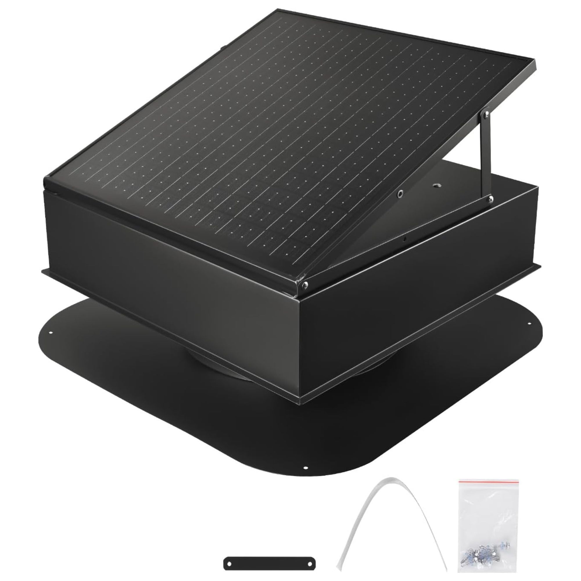 Black solar-powered attic fan