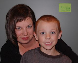 Penny Williams and her son, Luke, 8.