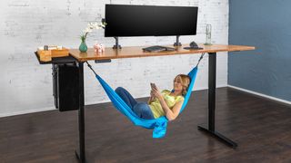 The Uplift V2 with an under desk hammock