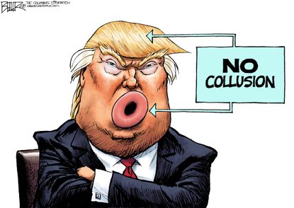 Political cartoon U.S. Trump collusion Russia investigation Putin