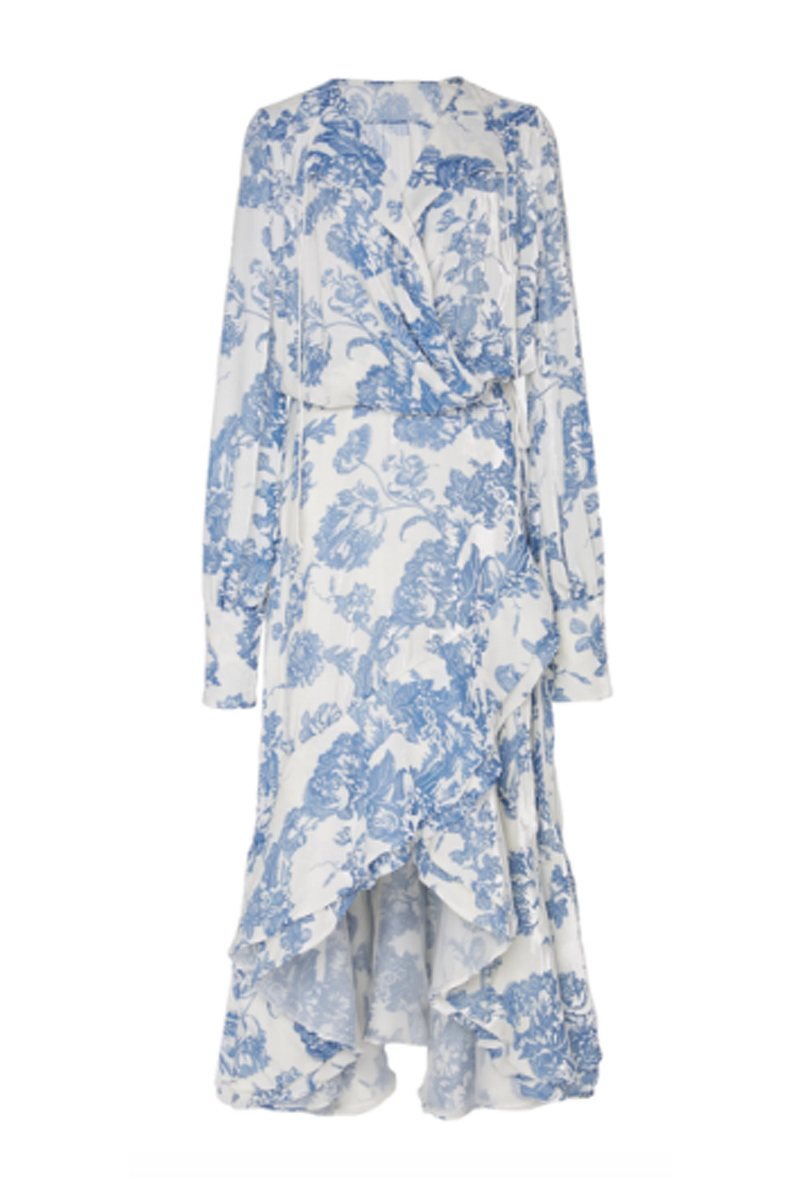 Clothing, Blue, White, Outerwear, Sleeve, Robe, Turquoise, Dress, Pattern, Design,