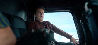 Ant and Dec jumping out of a helicopter for the I'm A Celebrity 2022 trailer