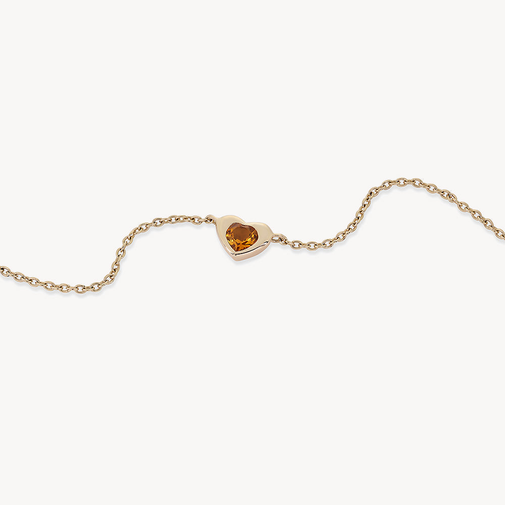 Mini Citrine True Love Pendant Necklace - Yellow Gold