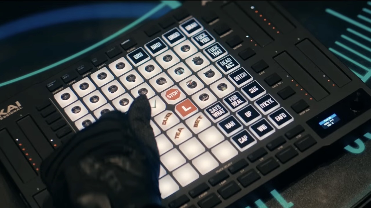 Black Noir pressing button on custom soundboard in The Boys Season 5