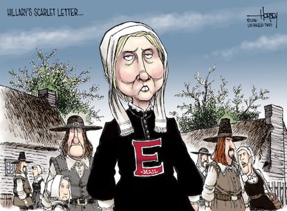 Political cartoon U.S. Clinton scarlet letter