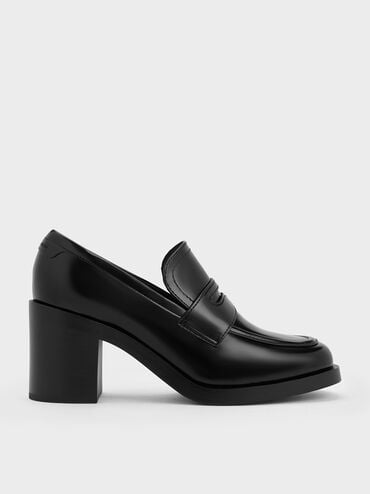 Penny Loafer Block-Heel Pumps