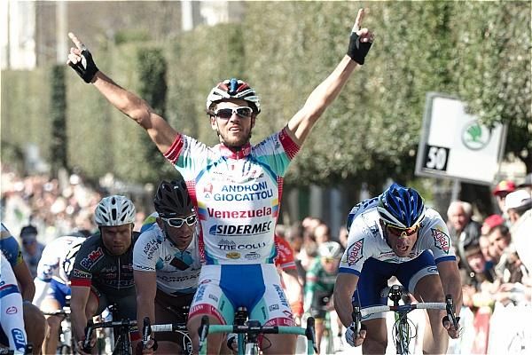 Roberto Ferrari (Androni Giocattoli) celebrates his win