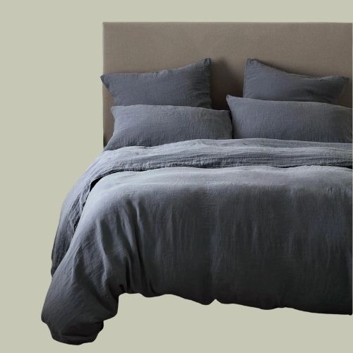 Secret Linen Store, French Blue 100% Linen Duvet Cover