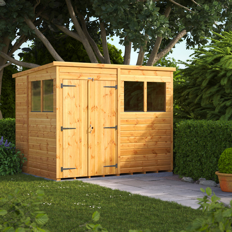 Powersheds 8 X 6ft Timber Tongue &amp;amp; Groove Pent Garden Shed, Double Doors &amp;amp; Reviews | Wayfair.co.uk