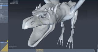 A dragon object being sculpted on the ChronoSculpt Timeline. The object is from Dracano Film and was created by Rogue State