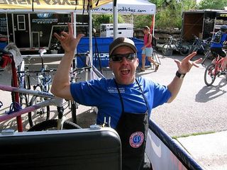 Brett Batchelder (Subaru-Gary Fisher mechanic) get his work on at Aspen.