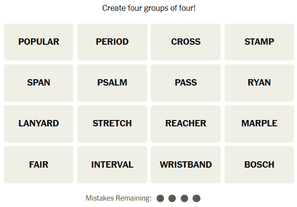 The New York Times Connections puzzle on February 2, 2026