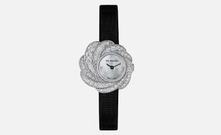 This swirling diamond Aria De Beers piece has a mother-of-pearl dial