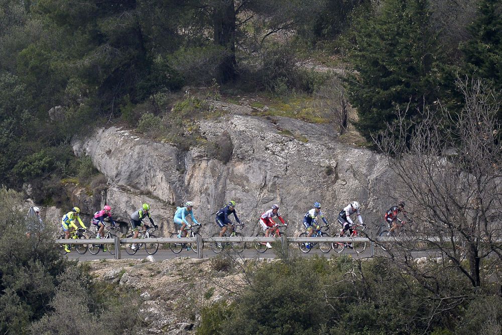 The pack rides during the sixth stage of the 73rd edition of Paris-Nice.