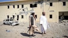 Taliban officials in Afghanistan observe site of Pakistan strike