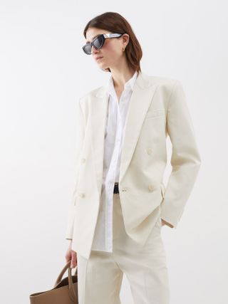 Pimpton double-breasted cotton-blend jacket