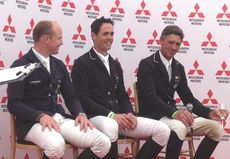 Jock Paget, Michael Jung and Andrew Nicholson at the Badminton Horse Trials 2013 final press conference