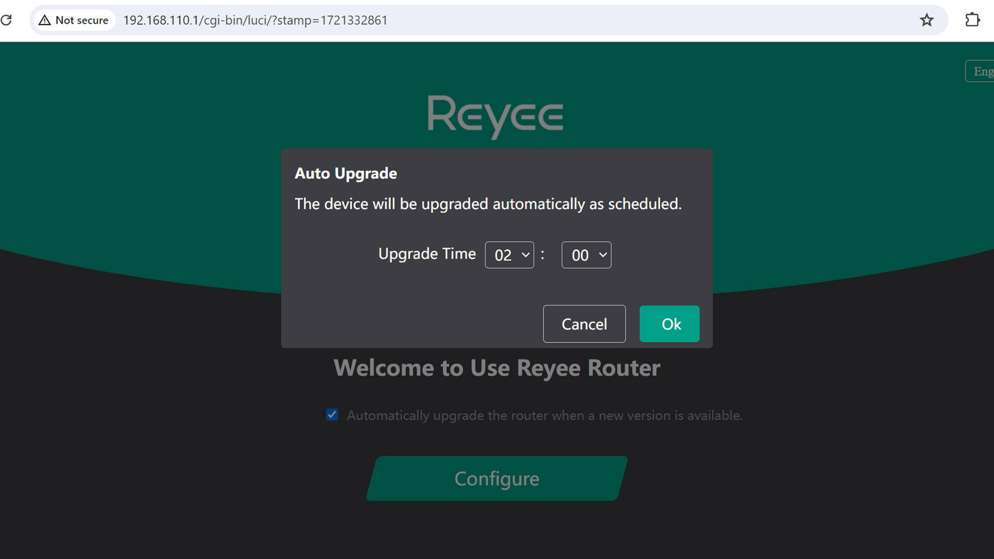 Screenshot of Reyee RG-E6 installation process