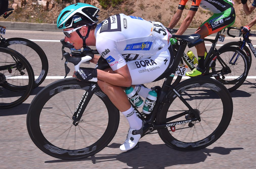Lukas P&ouml;stlberger in the white jersey on stage 3 of the Giro d'Italia