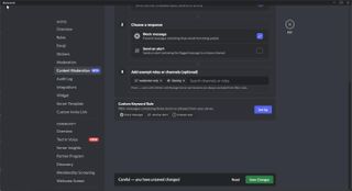 Discord choosing responses and exemptions