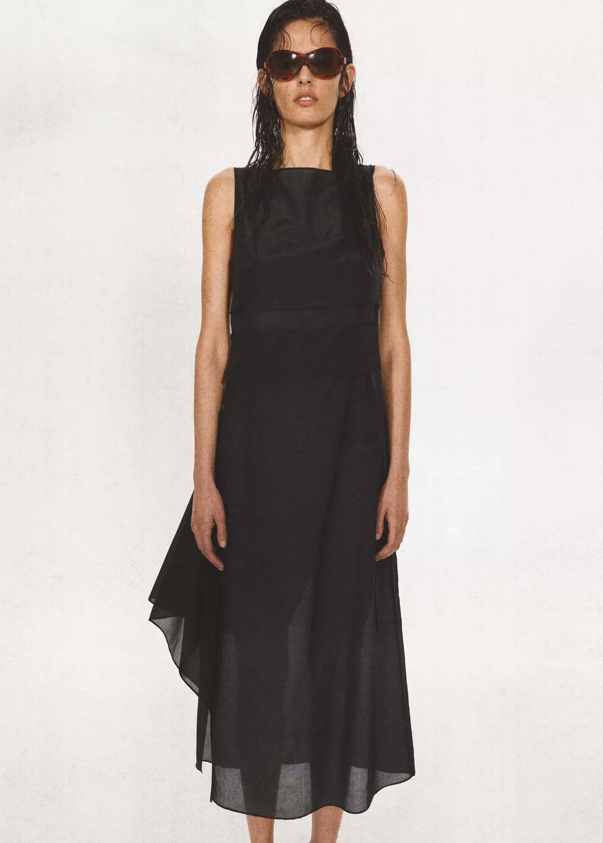 Semi-Sheer Paneled Overlay Dress - Women | Mango Usa