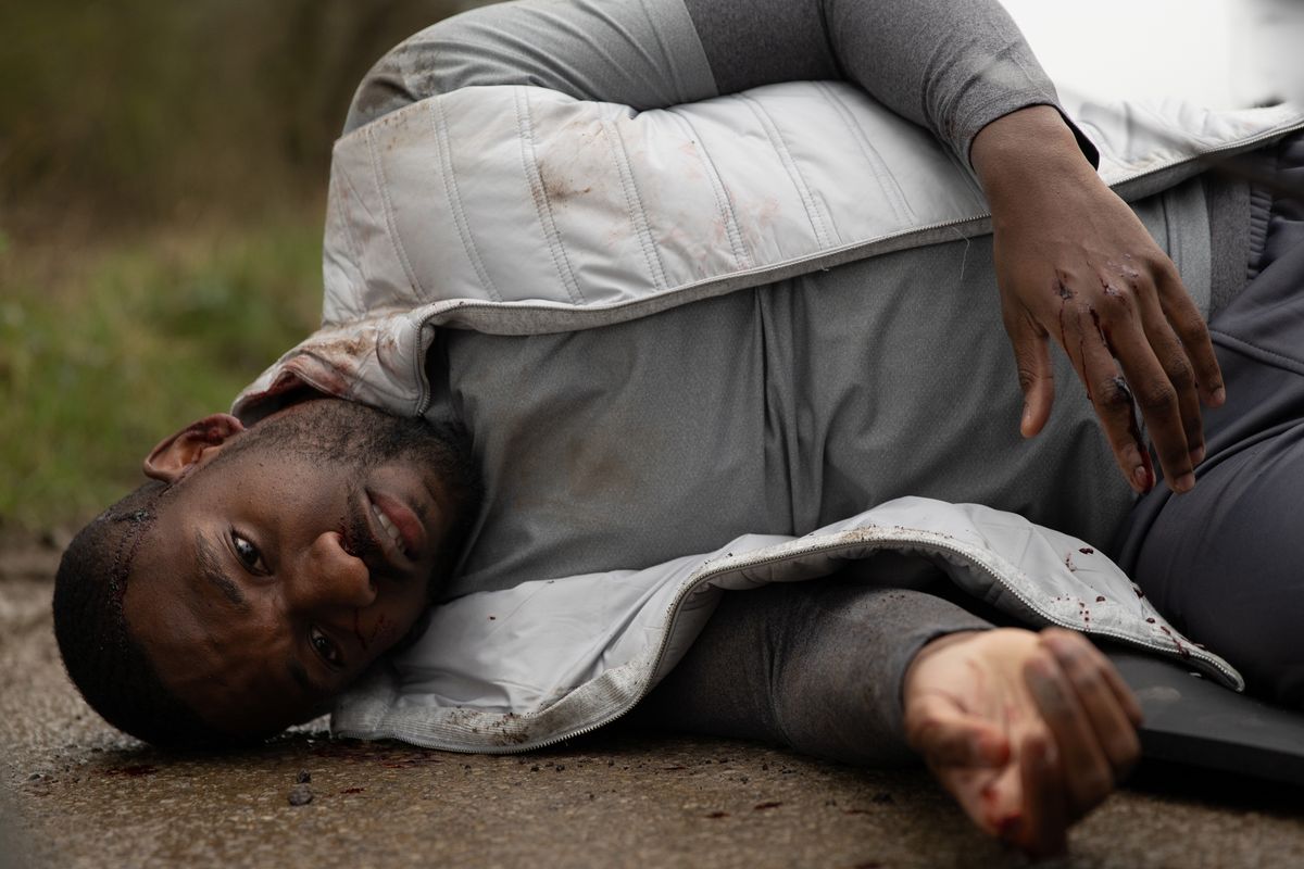 Ethan lying bloodied and bruised on the floor in Emmerdale 