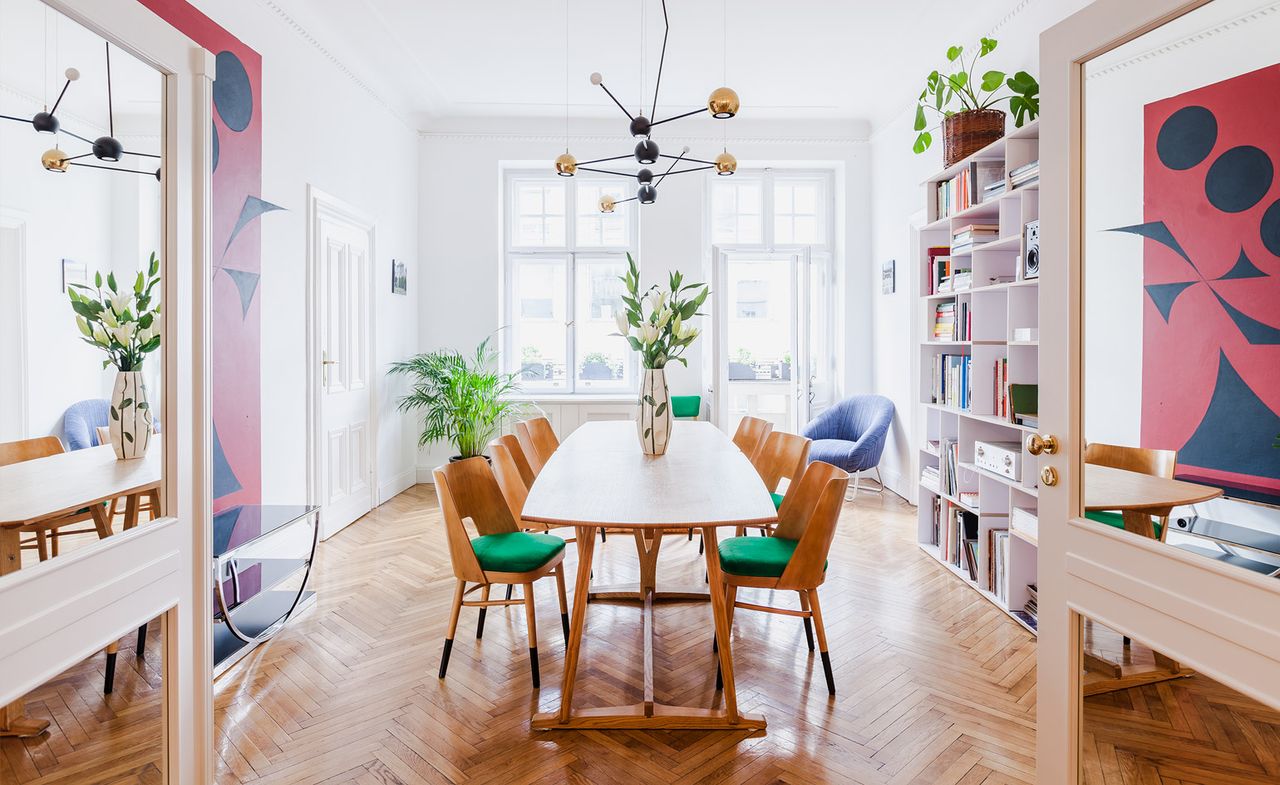 A living room, terrace and a fully equipped kitchen