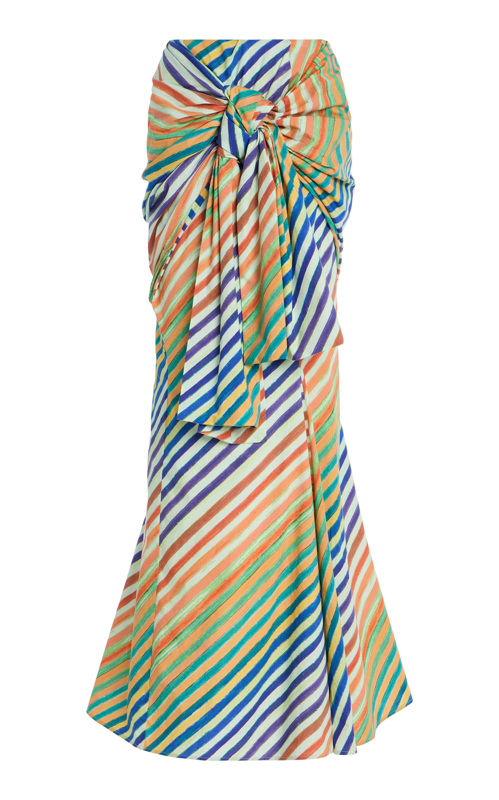 Crayon-Striped Cotton-Poplin Sarong Skirt