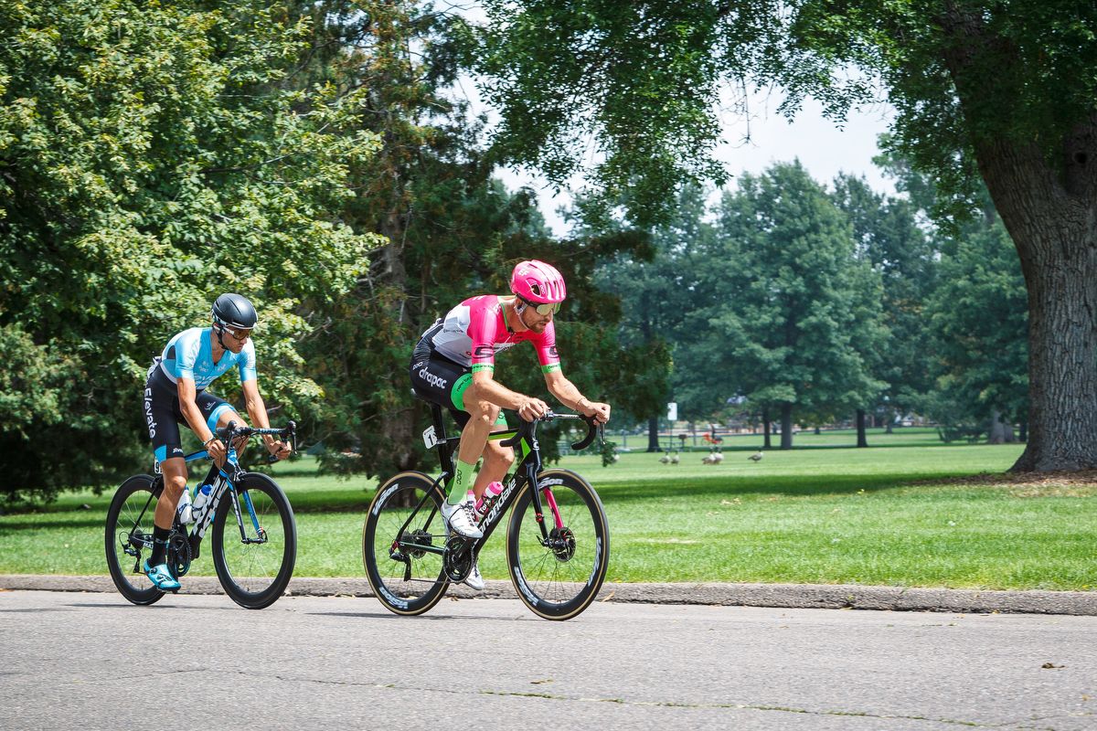 Taylor Phinney and James Piccoli in an early break