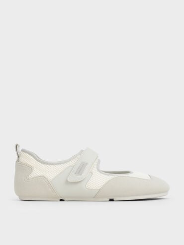 Mesh Contrast-Panel Mary Jane Sneakers