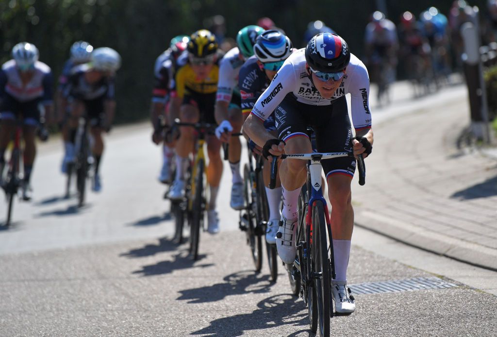 BILZEN BELGIUM SEPTEMBER 03 Matej Mohoric of Slovenia and Team Bahrain Victorious competes during the 17th Benelux Tour 2021 Stage 5 a 188km stage from Riemst to Bilzen BeneluxTour on September 03 2021 in Bilzen Belgium Photo by Luc ClaessenGetty Images