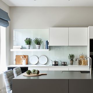 modern kitchen with white and grey theme