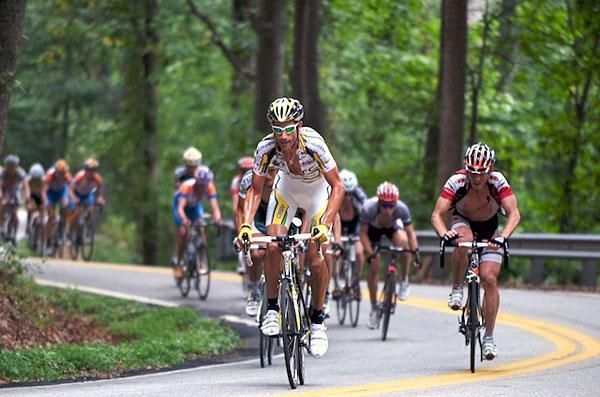 The familiar sight of George Hincapie leading the way in a one-day race.