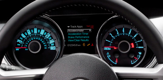 Recent Mustang car designs have blended nostalgia with modern technologies. This is most apparent in the instrument panel's mix of retro design elements and modern digital displays