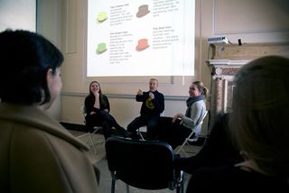 Fred Deakin demonstrating some of his brainstorming tips at Somerset House