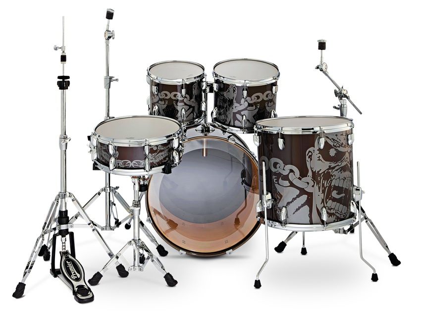 Power depth toms are mounted directly to the Roklok bass drum mount.