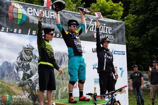 Men's podium at the EWS in Valloire