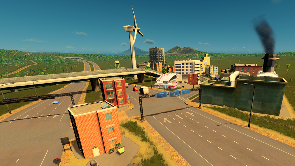 Building an entire city on a highway offramp in Cities Skylines PC
