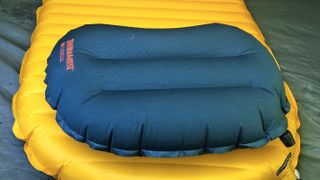 Therm-a-Rest Air Head Lite camping pillow on sleeping pad inside tent