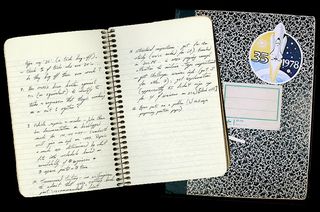 Sally Ride's notebook from the Rogers Commission investigation into the 1986 space shuttle Challenger tragedy (at left) and her early NASA training notes are among the late astronaut's papers that the Smithsonian is seeking to be transcribed.