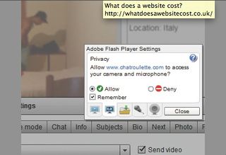 Flash asking for permission to access your camera and microphone on Chatroulette